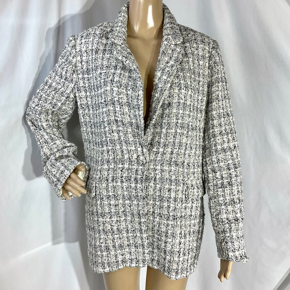 Rachel Zoe Sz 12 Tweed Blazer Neutral Women's Coat 0759824